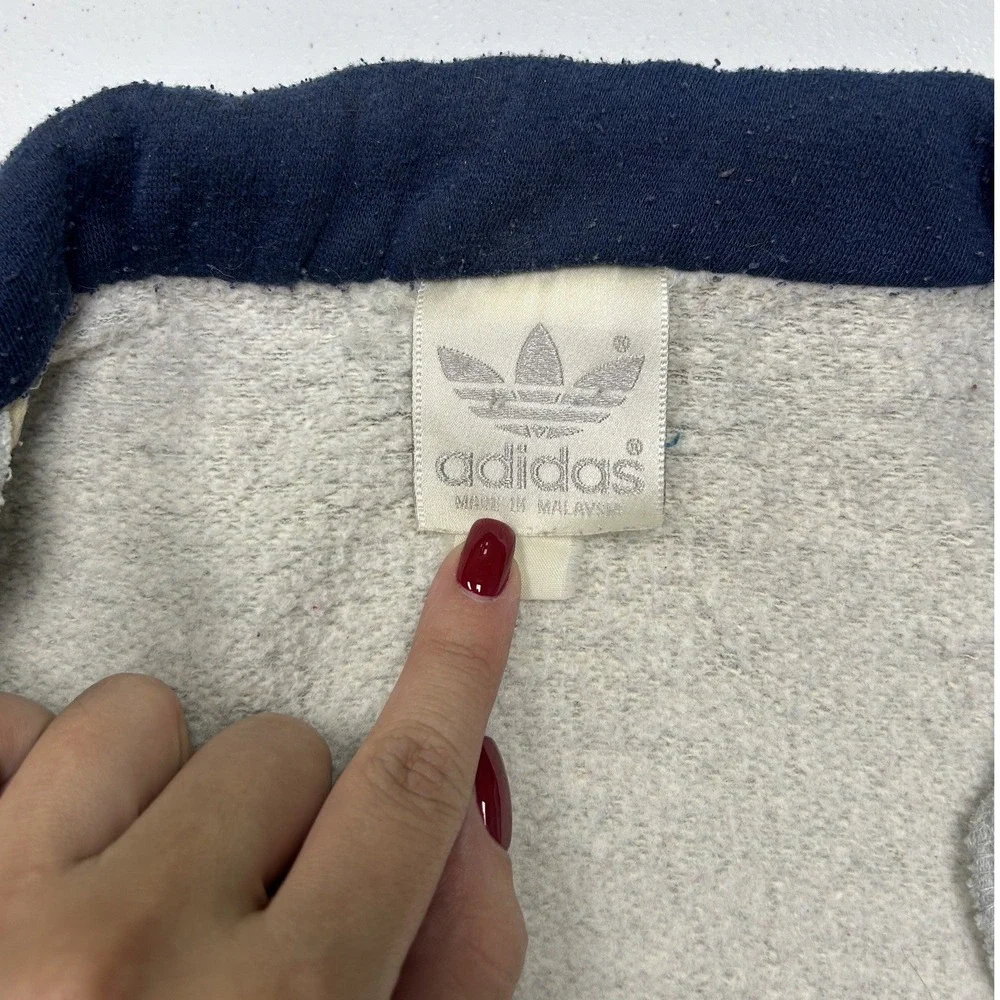 Adidas Track Jacket Mens XL Grey Blue Colorblock Full Zip Trefoil Logo Vintage